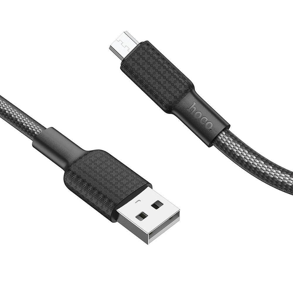 Cable USB A to Micro USB Hoco 2,4A 1 m X69 black white