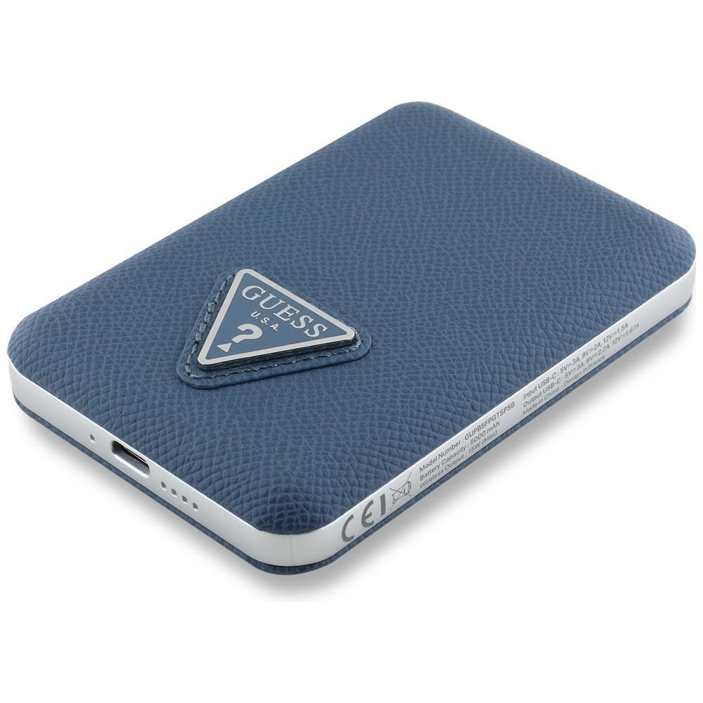 Power Bank Guess Grained Triangle 5000mAh 15W USB-C MagSafe Inductive blue